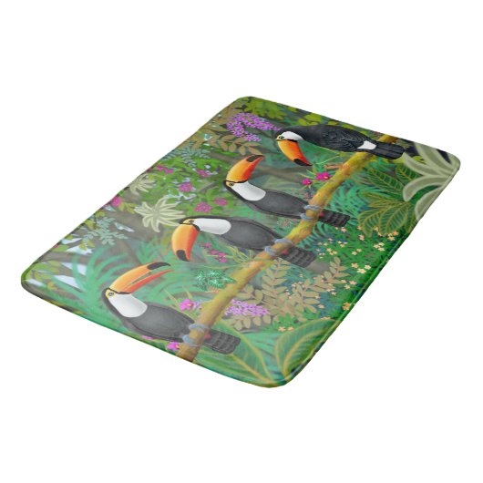 Tapis de bain tropical d'oiseaux de toucan (Angle)