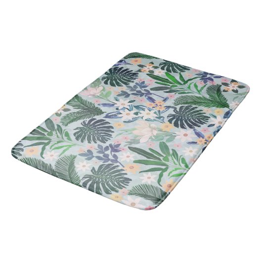 Tapis De Bain Tropical Foliage Floral Pattern (Angle)