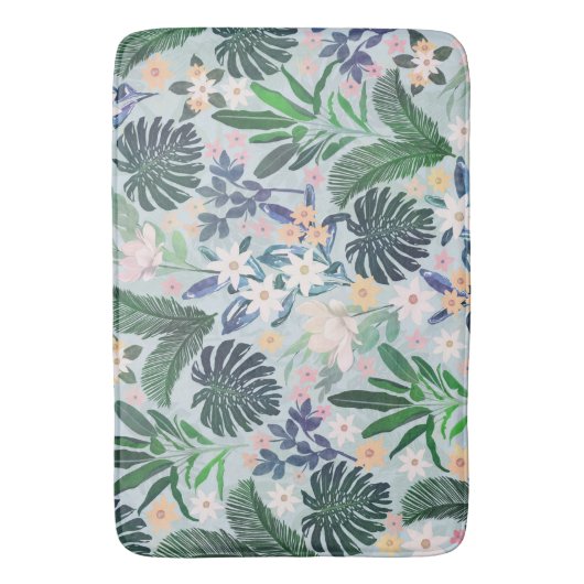 Tapis De Bain Tropical Foliage Floral Pattern (devant Vertical)
