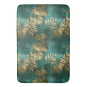Tapis De Bain Tropical Gold Emerald Feuilles verts (devant Vertical)