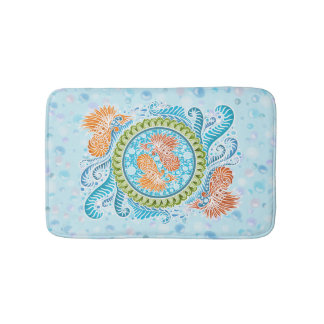 Tapis De Bain Tropical Koi Mandala | Art Zen Océan Vibrant