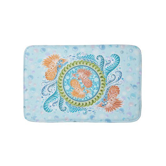 Tapis De Bain Tropical Koi Mandala | Art Zen Océan Vibrant (Devant)