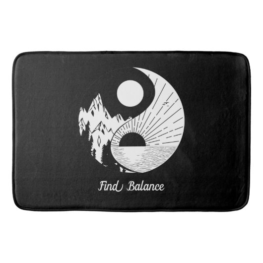 Tapis De Bain Trouver l'équilibre Zen Yin Yang Noir Blanc (Devant)