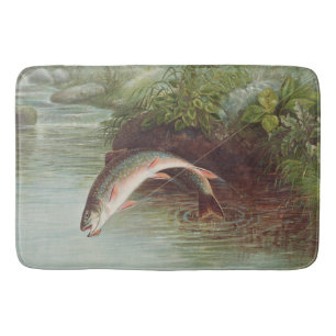 Tapis De Bain Truite de ruisseau Leaping par Samuel Kilbourne (1