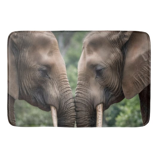 Tapis De Bain "Trunk to Trunk : A Gentle Elephant Embrasser" (Devant)