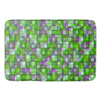 Tapis De Bain Tuiles de mosaïque d'aquarelle vert clair et