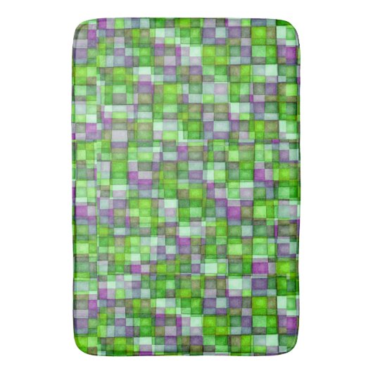 Tapis De Bain Tuiles de mosaïque d'aquarelle vert clair et (devant Vertical)