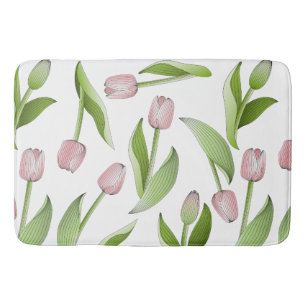 Tapis De Bain Tulipe Florale Rose Moderne