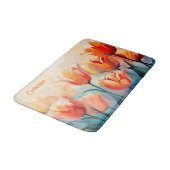 Tapis De Bain Tulipes d'aquarelle de nom personnalisé (Angle)