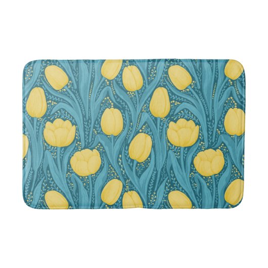 Tapis De Bain Tulipes en bleu et jaune (Devant)