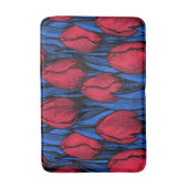 Tapis De Bain Tulipes en rouge et bleu (Devant (Vertical))