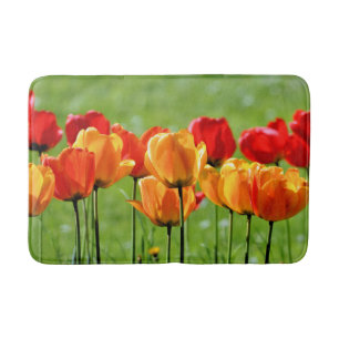 Tapis De Bain Tulipes jaunes et rouges