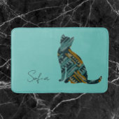 Tapis De Bain Turquoise Abstraite et Gold Cat