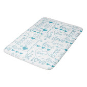 Tapis De Bain Turquoise Amour Moderne et Cœurs (Angle)