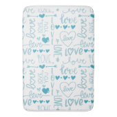 Tapis De Bain Turquoise Amour Moderne et Cœurs (devant Vertical)