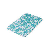 Tapis De Bain Turquoise and White Floral Damask Pattern (Angle)