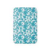 Tapis De Bain Turquoise and White Floral Damask Pattern (Devant (Vertical))