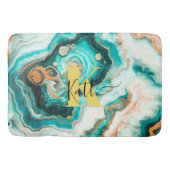 Tapis De Bain Turquoise Aqua Agate Golden Custom Monogramme mode (Devant)