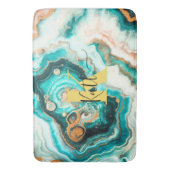 Tapis De Bain Turquoise Aqua Agate Golden Custom Monogramme mode (devant Vertical)