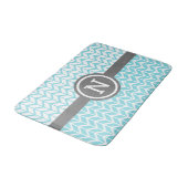 Tapis De Bain Turquoise Blanc Chevron Motif Monogram Grey Bold (Angle)