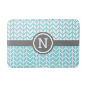 Tapis De Bain Turquoise Blanc Chevron Motif Monogram Grey Bold (Devant)