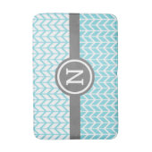 Tapis De Bain Turquoise Blanc Chevron Motif Monogram Grey Bold (Devant (Vertical))