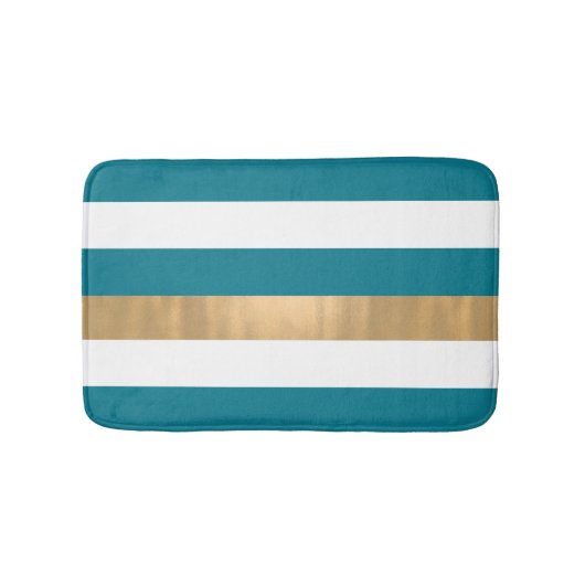 Tapis de bain Turquoise blanc et doré (Devant)
