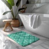 Tapis De Bain Turquoise & Blanc Floral Art Déco Motif