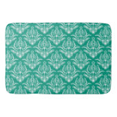Tapis De Bain Turquoise & Blanc Floral Art Déco Motif (Devant)