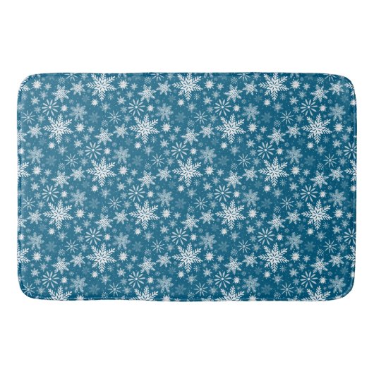 Tapis De Bain Turquoise Bleu et blanc Noël Snowflake Mat (Devant)