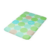 Tapis De Bain Turquoise Bleu Vert & Cercles Orange Monogramme (Angle)