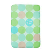 Tapis De Bain Turquoise Bleu Vert & Cercles Orange Monogramme (Devant (Vertical))