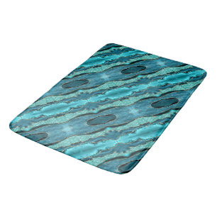 Tapis De Bain Turquoise Blue Gold Marbre Aqua Parties scintillan