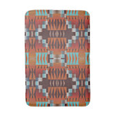 Tapis De Bain Turquoise Blue Rust Orange Rouge Brown Tribal Art (Devant (Vertical))