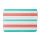 Tapis De Bain Turquoise Coral White Summer Stripes (Devant)