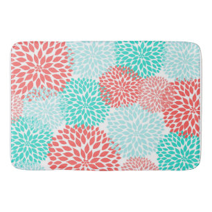 Tapis de bain turquoise de corail de décor de