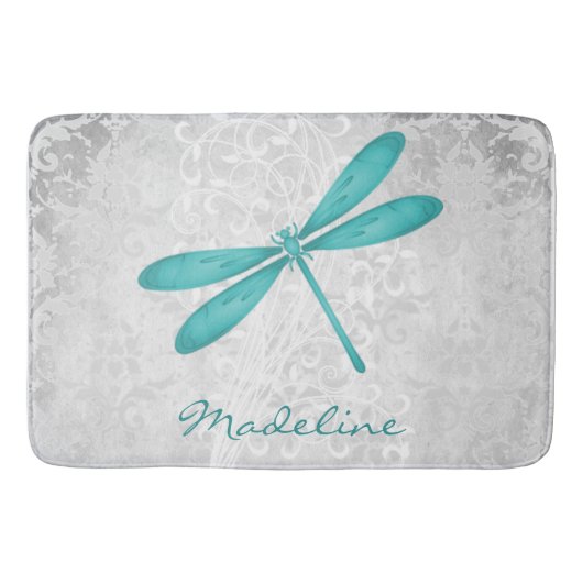 Tapis De Bain Turquoise dragonfly personnalisée Mat de bain (Devant)
