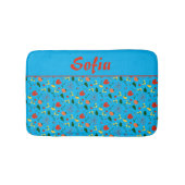 Tapis De Bain Turquoise du pavot motif fleur sauvage (Devant)