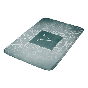 Tapis De Bain Turquoise Élégant Monogramme Plaisir Mat