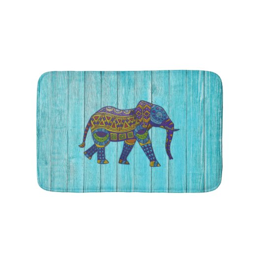 Tapis de bain turquoise en mosaïque de Bohême (Devant)