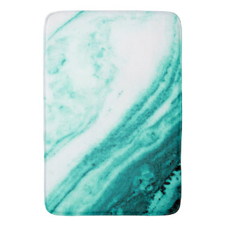 Tapis De Bain Turquoise et Marbre blanc