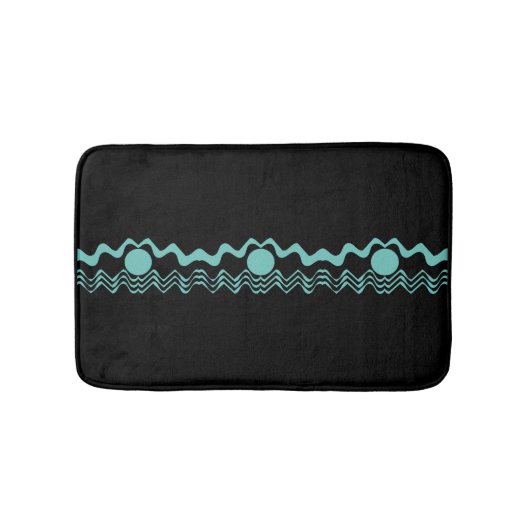 Tapis De Bain Turquoise et noir géométrique tribal tendance  (Devant)