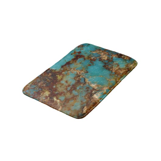 Tapis De Bain Turquoise et or (Angle)