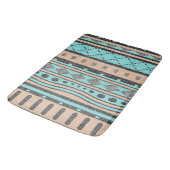Tapis De Bain Turquoise Et Peach Motif Aztec (Angle)