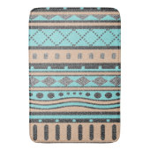 Tapis De Bain Turquoise Et Peach Motif Aztec (devant Vertical)