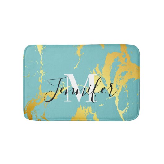 Tapis De Bain Turquoise Golden Foil (Devant)