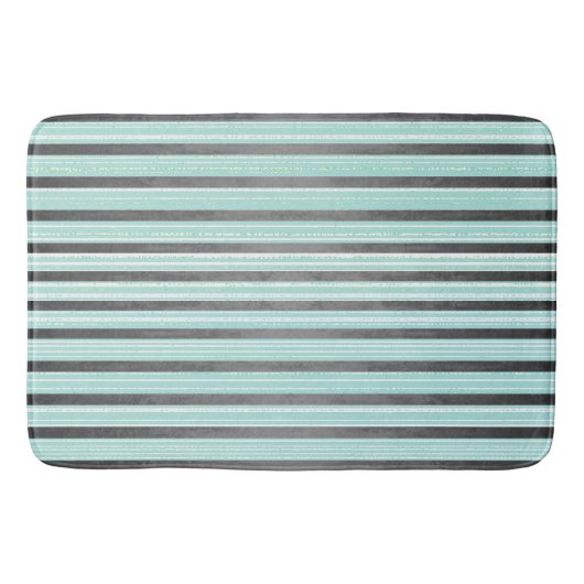 Tapis De Bain Turquoise, gris et blanc (Devant)