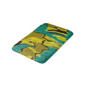 Tapis De Bain Turquoise jaune moutarde Abstrait (Angle)