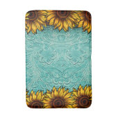 Tapis De Bain Turquoise Leather Tooled Bright Sunny Sunflowers (Devant (Vertical))