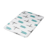 Tapis De Bain Turquoise Mid-Century Moderne Grandes et lignes (Angle)
